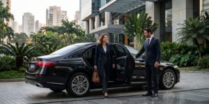 Transporte executivo em São Paulo com carro de luxo e motorista profissional.